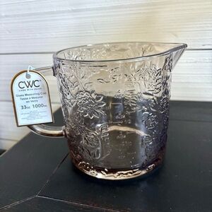 CWC Cook With Color Glass Measuring Cup 33oz ~ 4 Cups Brown Floral NEW